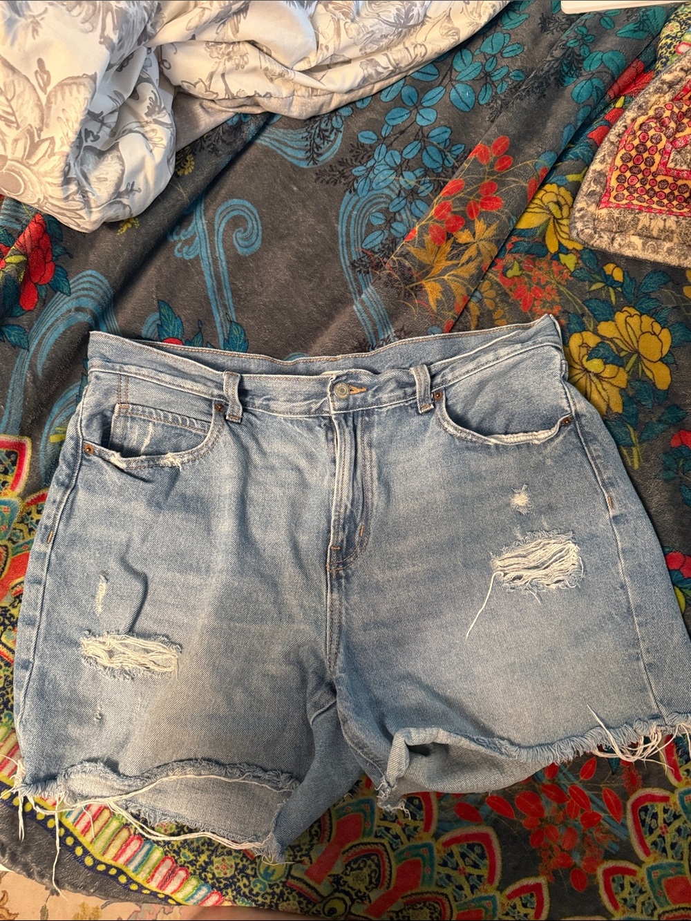 Old Navy Light Blue Distressed Denim Shorts